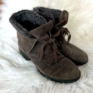Lucky Brand Suede Booties Knit Ankles
